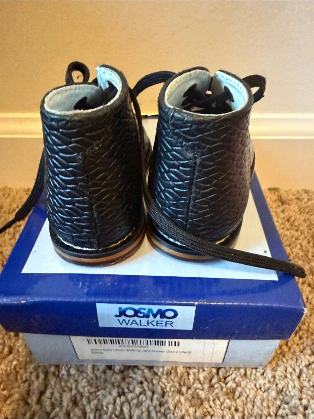 Josmo Black Baby Walker Lace-Up Shoes